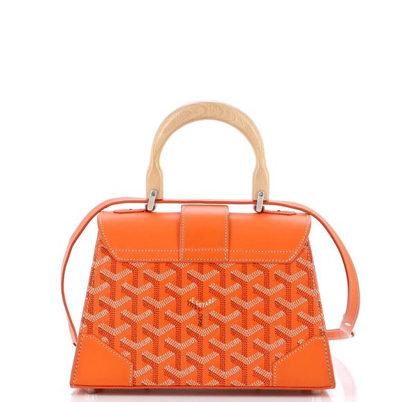 Goyard Structured Saigon Top Handle Bag Coated Canvas with Leather Mini Orange - Picture 3 of 10